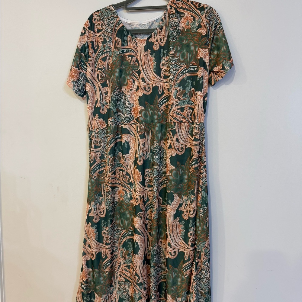 Floral Paisley Short Sleeve Dress